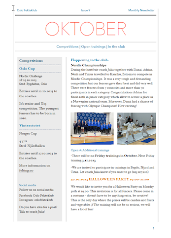 PLAN FOR OKTOBER MND